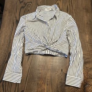 Striped cropped blouse